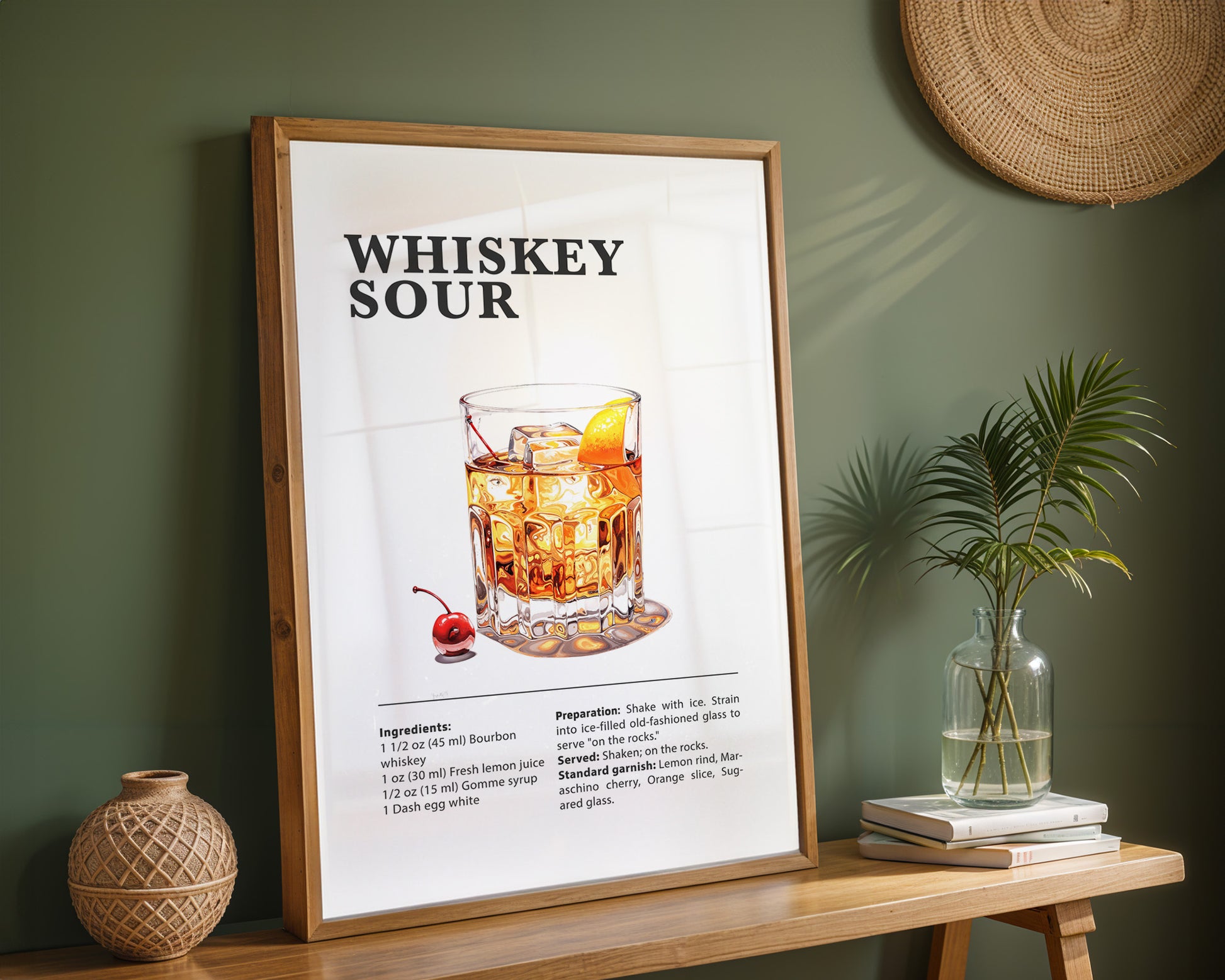 Whiskey Sour Cocktail Recipe Poster - GroovyGrove