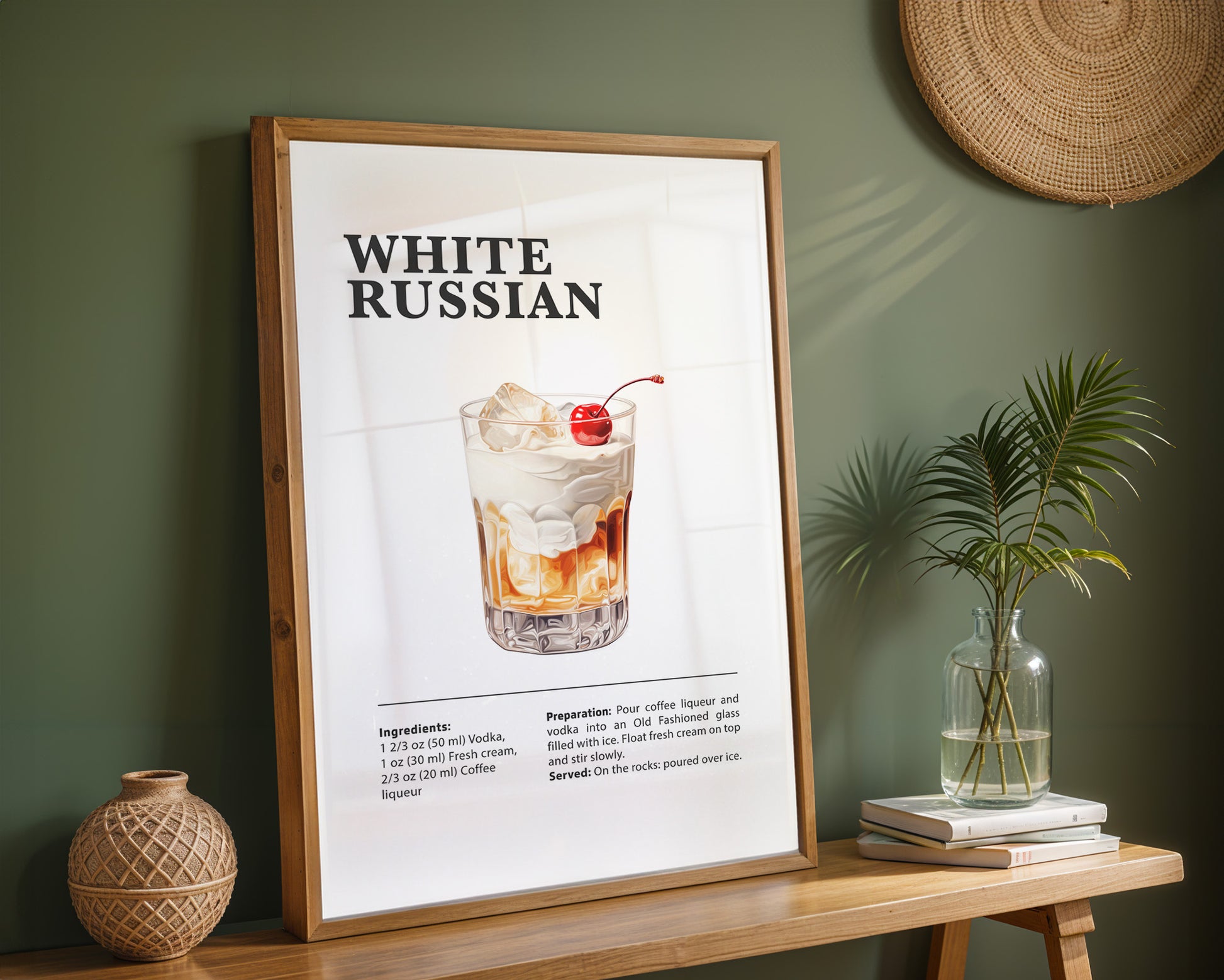 White Russian Cocktail Recipe Poster - GroovyGrove