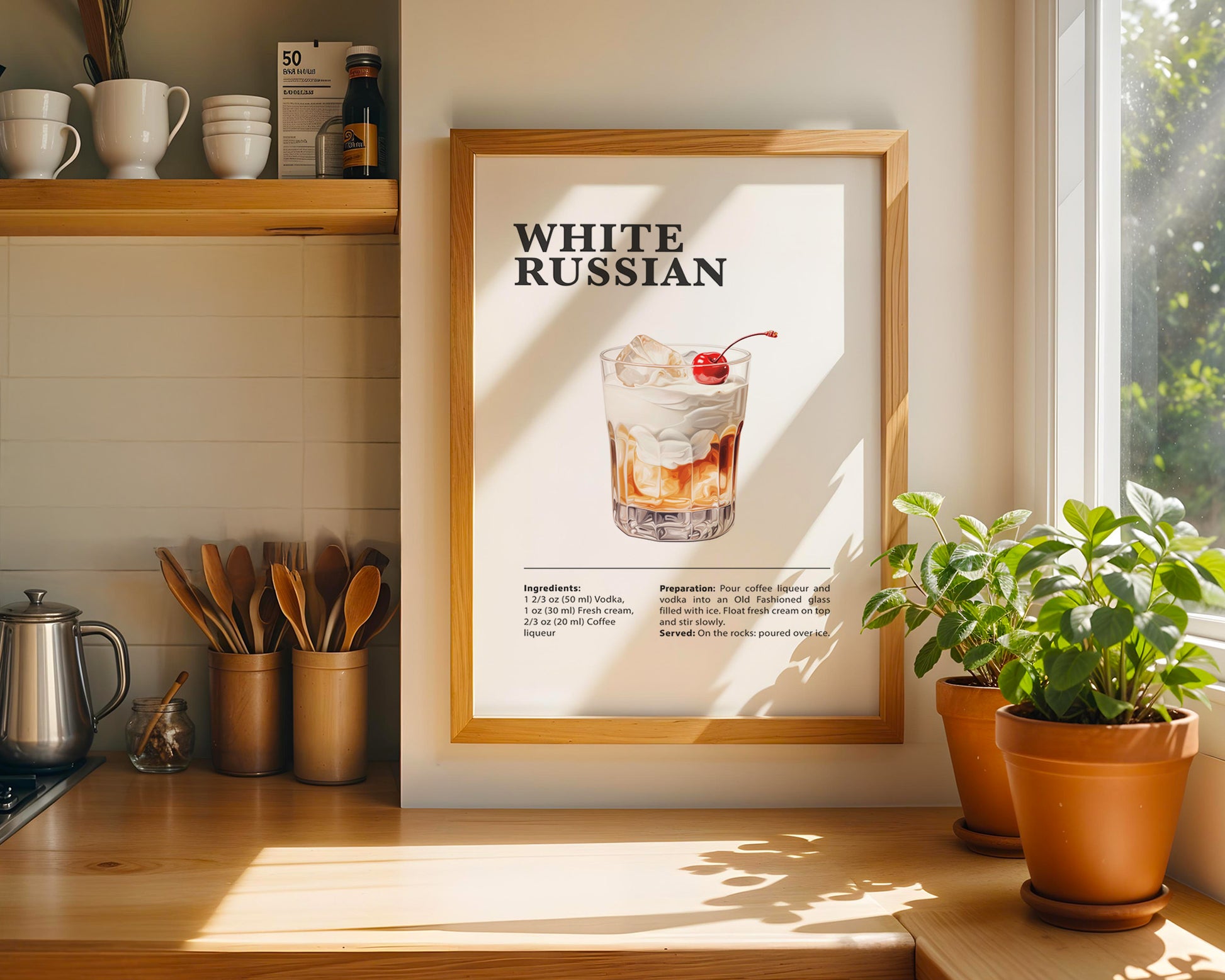 White Russian Cocktail Recipe Poster - GroovyGrove