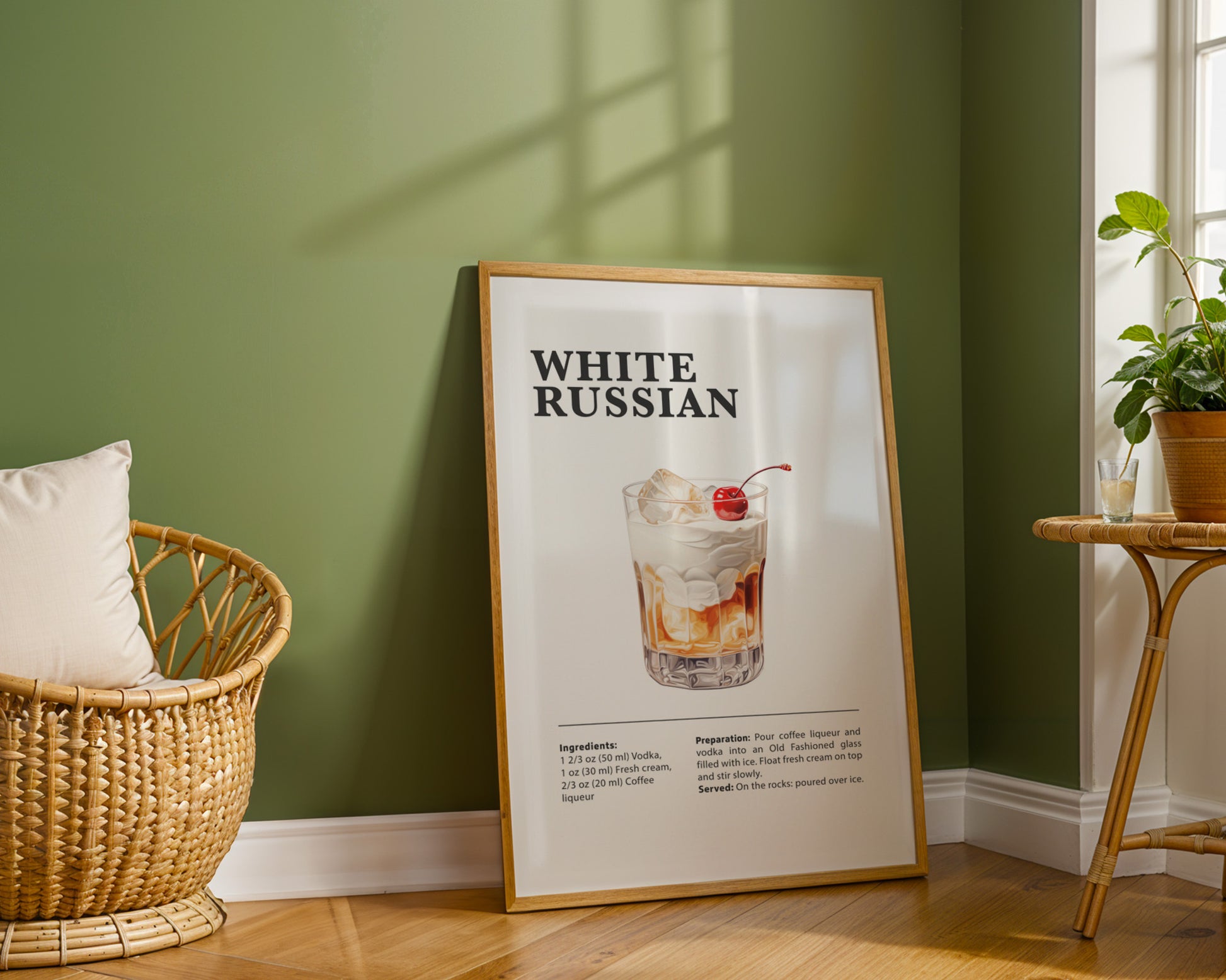 White Russian Cocktail Recipe Poster - GroovyGrove