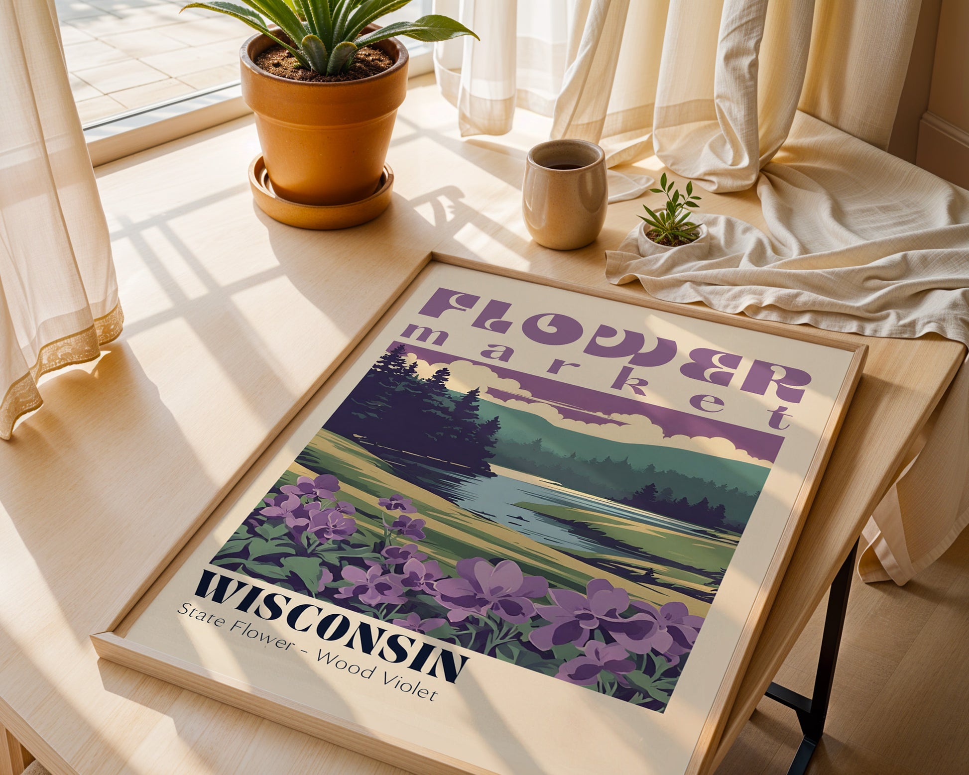 Wisconsin Flower Market Vintage Poster - GroovyGrove