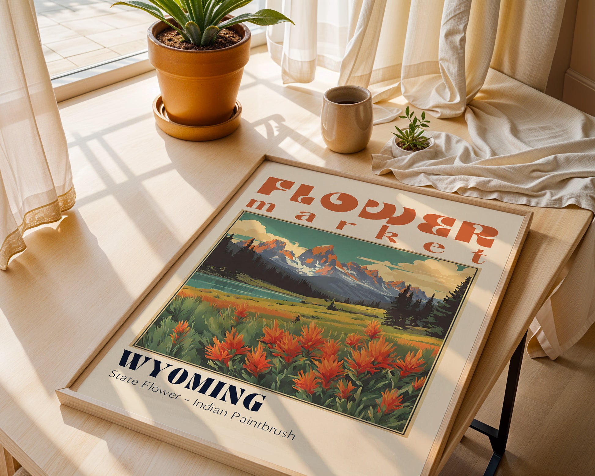 Wyoming Flower Market Vintage Poster - GroovyGrove