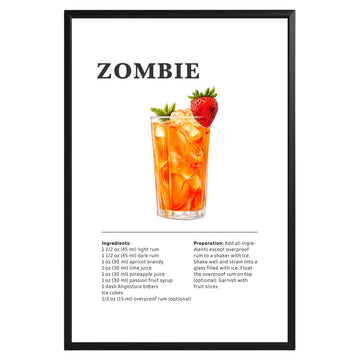 Zombie Cocktail Recipe Poster - GroovyGrove