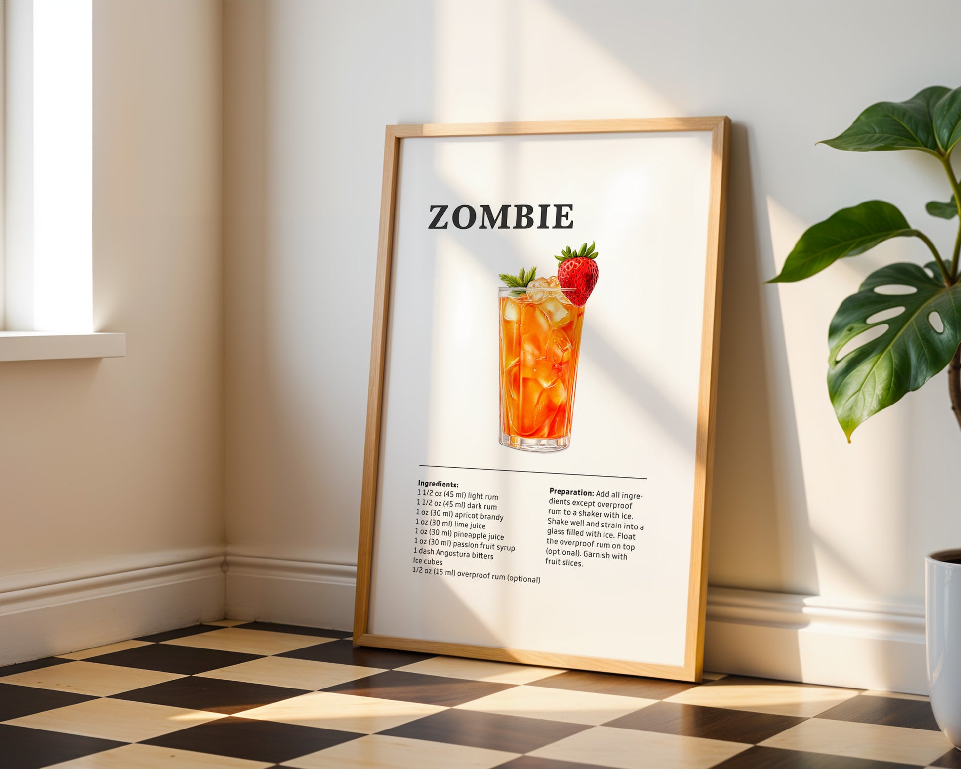 Zombie Cocktail Recipe Poster - GroovyGrove