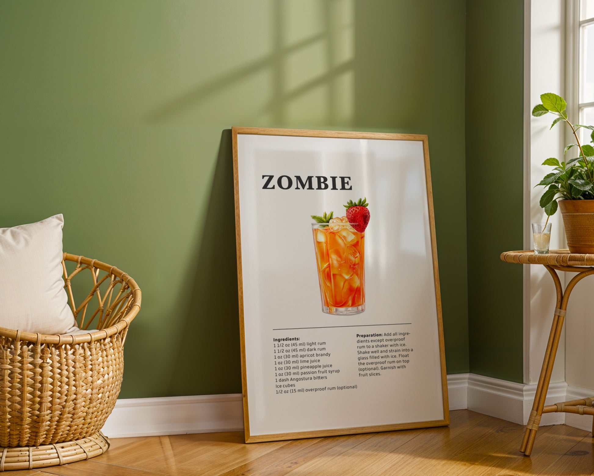 Zombie Cocktail Recipe Poster - GroovyGrove