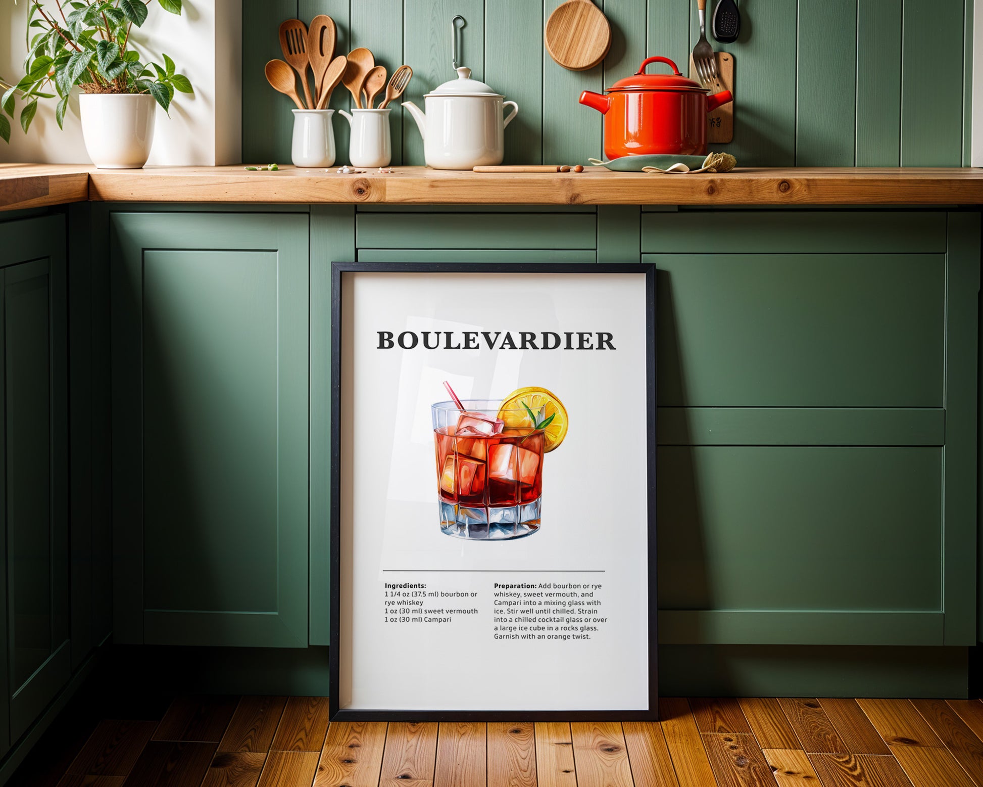 Boulevardier Cocktail Recipe Poster - GroovyGrove