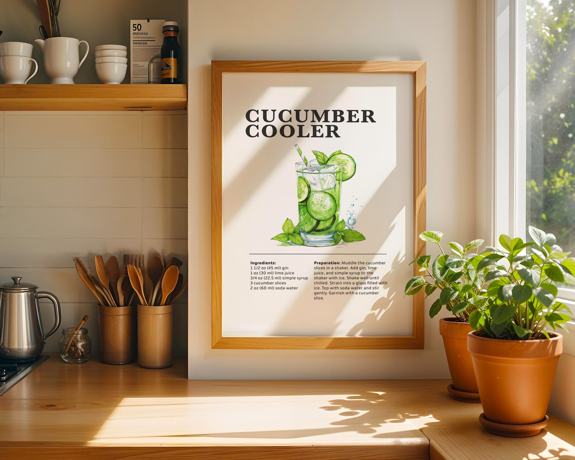 Cucumber Cooler Cocktail Recipe Poster - GroovyGrove