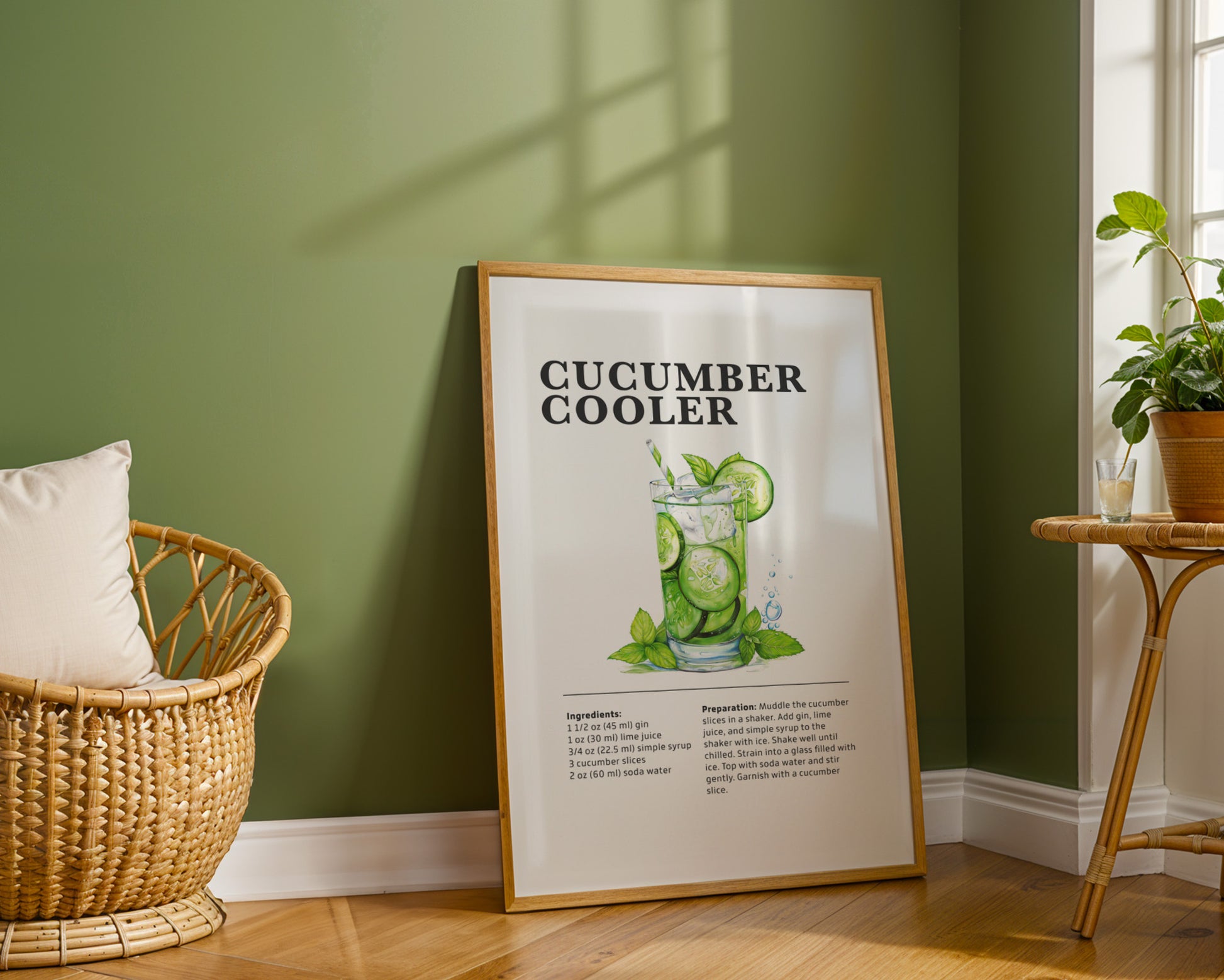 Cucumber Cooler Cocktail Recipe Poster - GroovyGrove