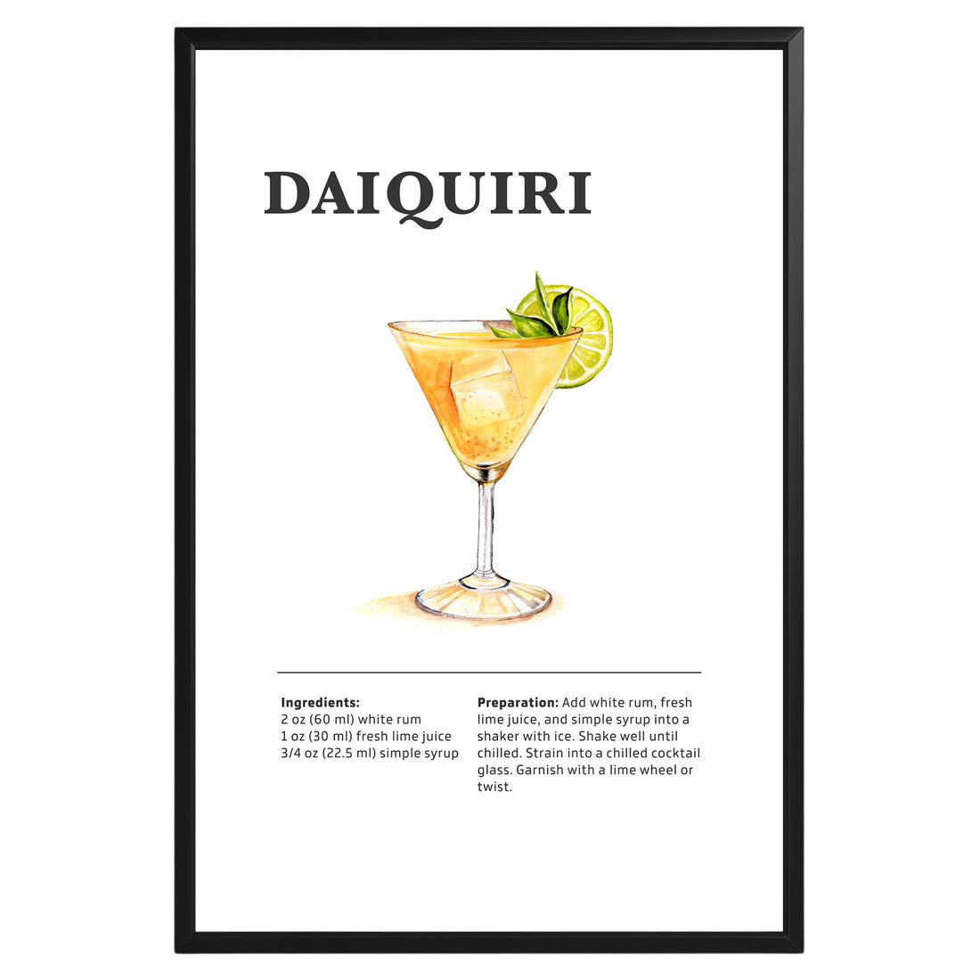 Daiquiri Cocktail Recipe Poster - GroovyGrove