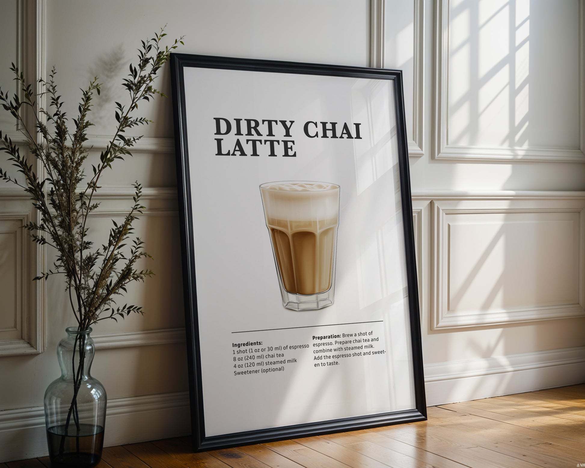 Dirty Chai Latte Coffee Recipe Poster - GroovyGrove