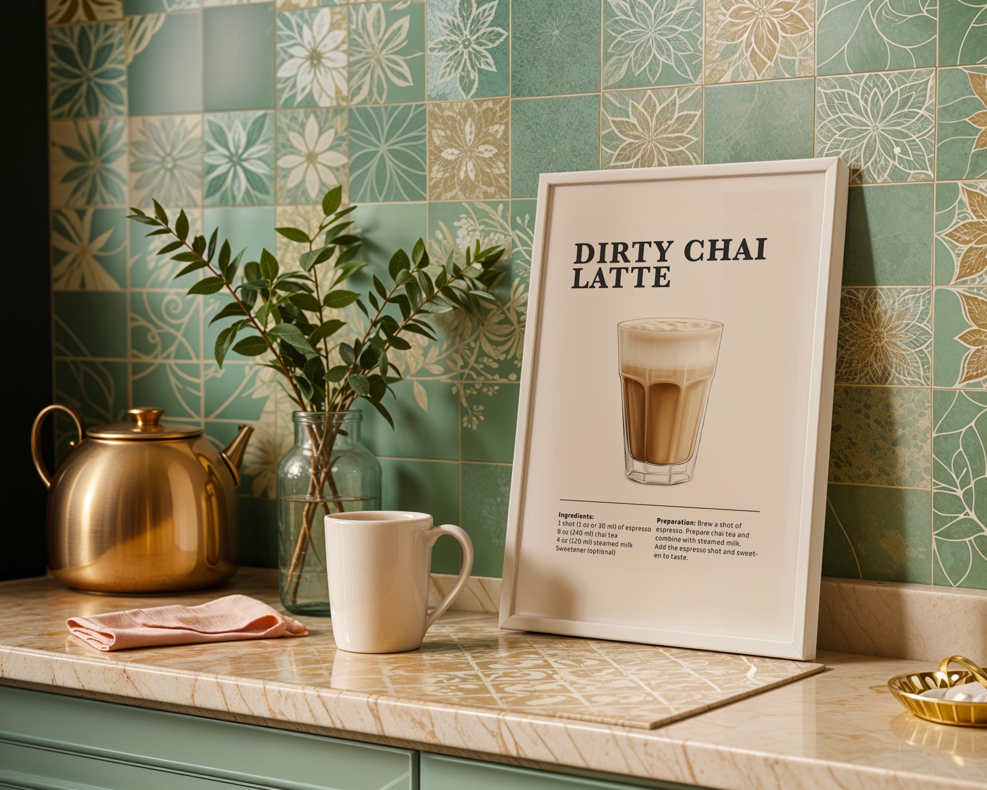 Dirty Chai Latte Coffee Recipe Poster - GroovyGrove