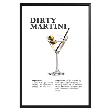 Dirty Martini Cocktail Recipe Poster - GroovyGrove