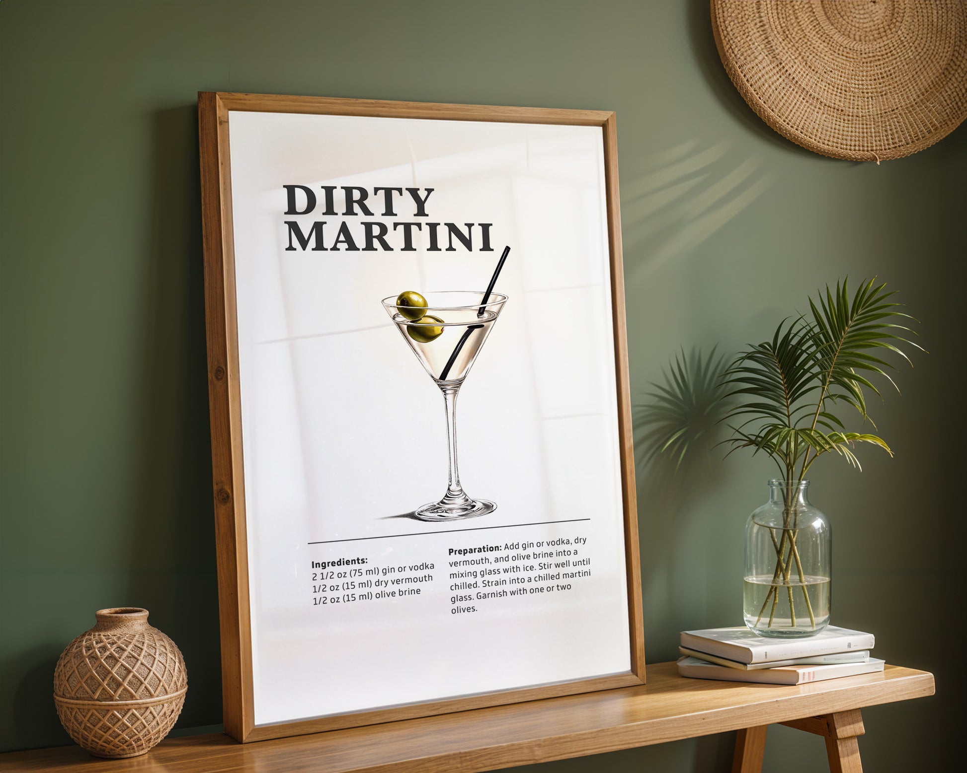 Dirty Martini Cocktail Recipe Poster - GroovyGrove