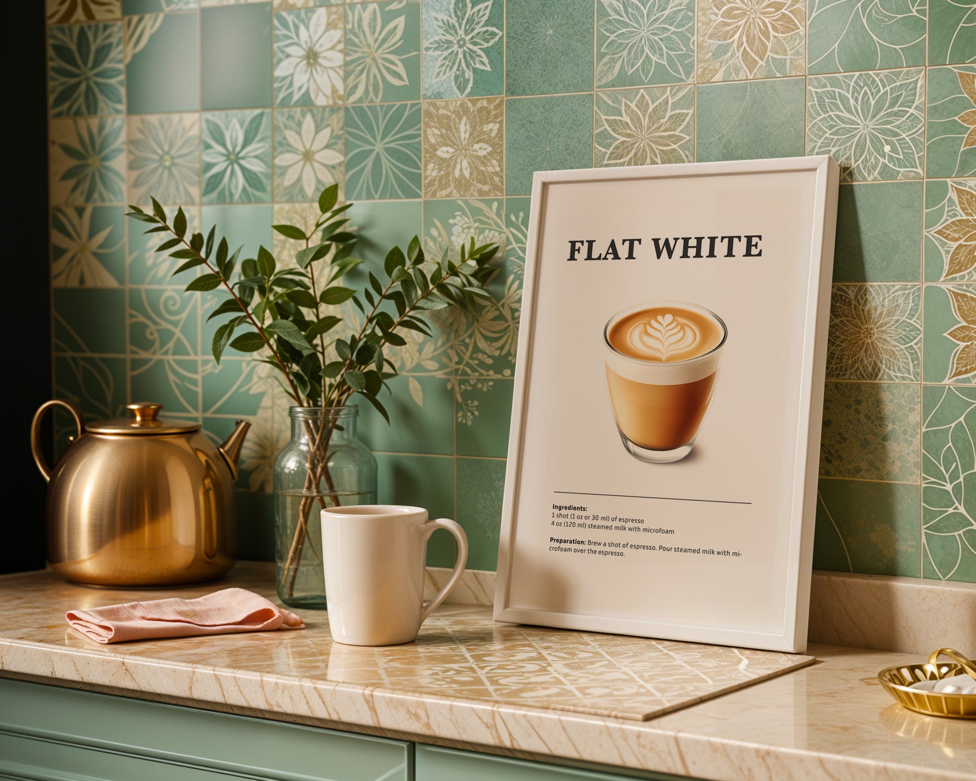 Flat White Coffee Recipe Poster - GroovyGrove