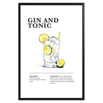 Gin and tonic Cocktail Recipe Poster - GroovyGrove