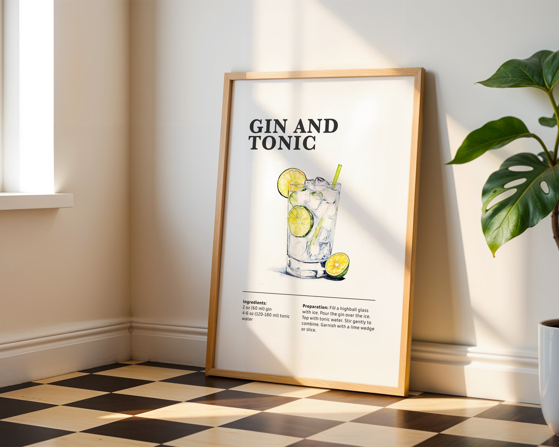 Gin and tonic Cocktail Recipe Poster - GroovyGrove