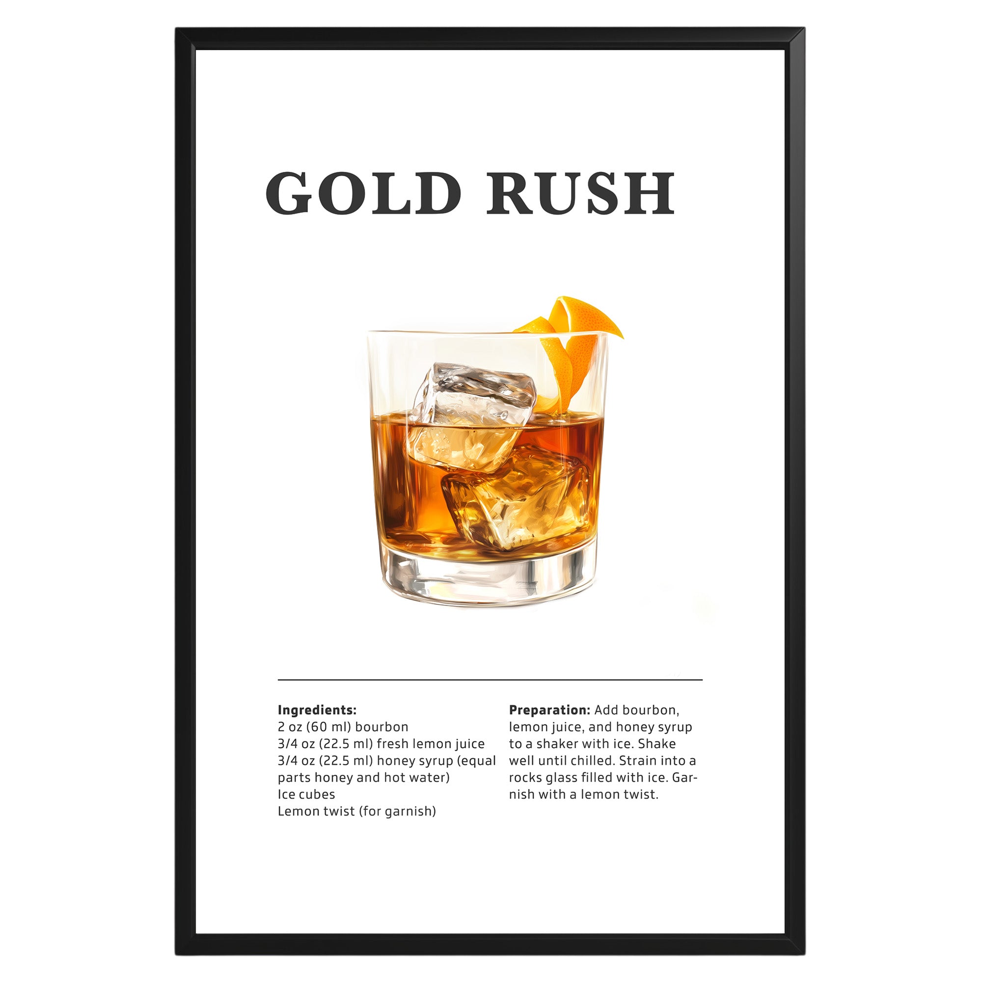 Gold Rush Cocktail Recipe Poster - GroovyGrove