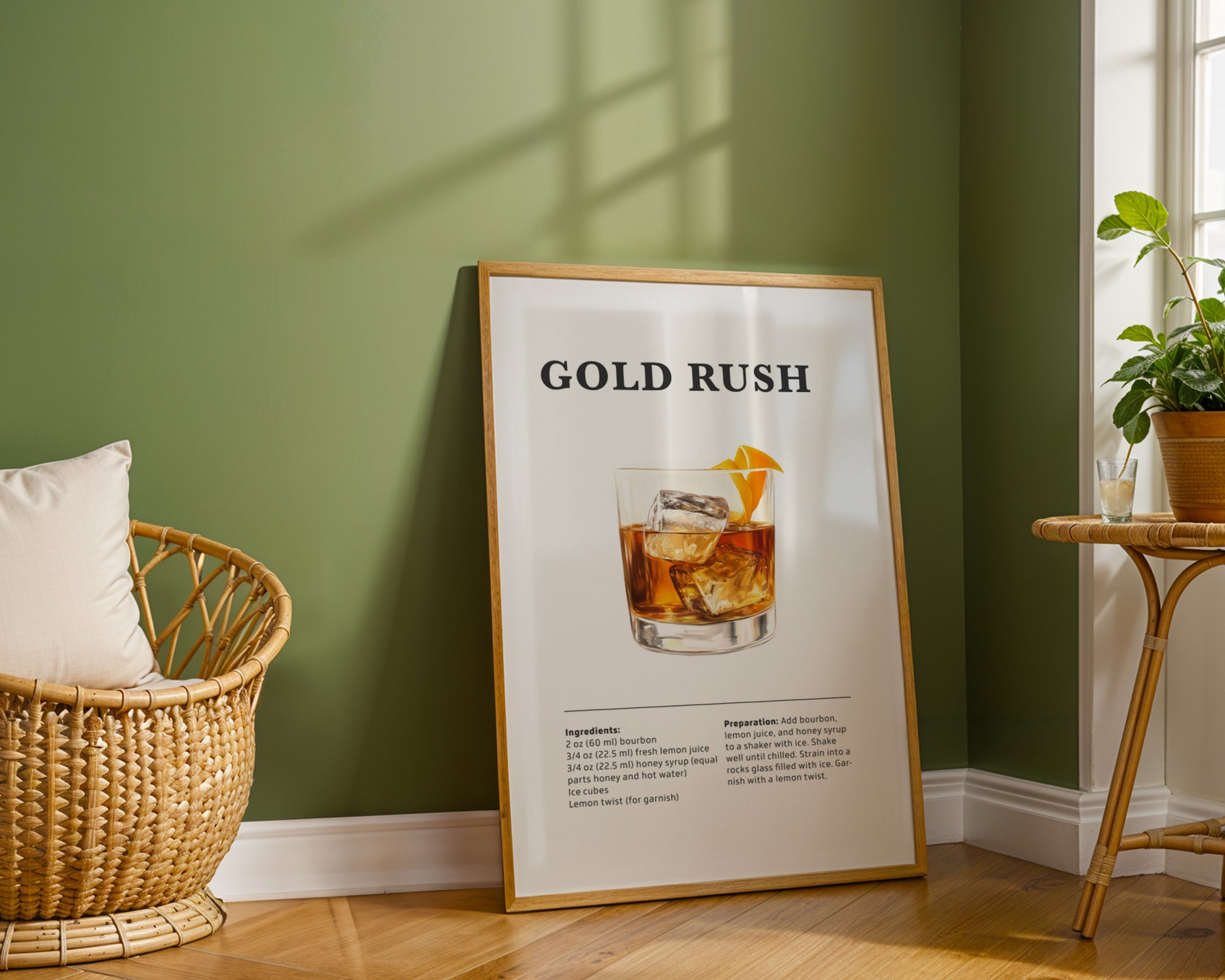 Gold Rush Cocktail Recipe Poster - GroovyGrove