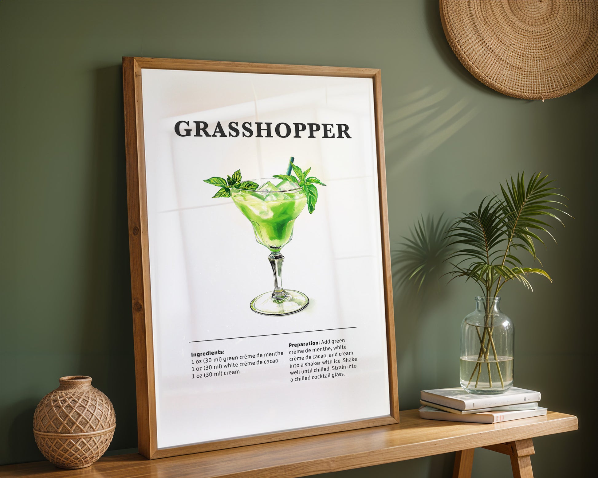 Grasshopper Cocktail Recipe Poster - GroovyGrove