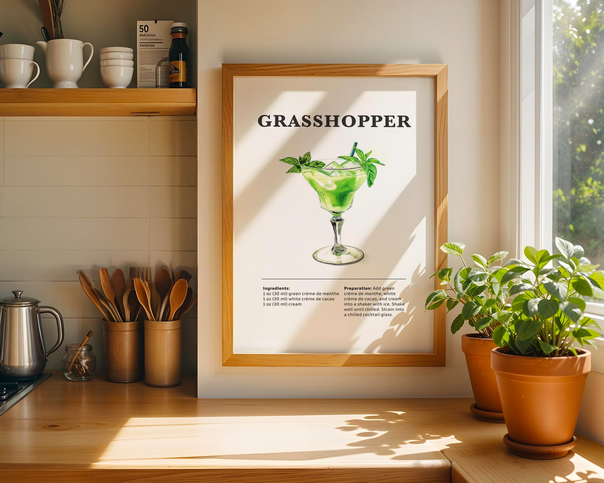 Grasshopper Cocktail Recipe Poster - GroovyGrove