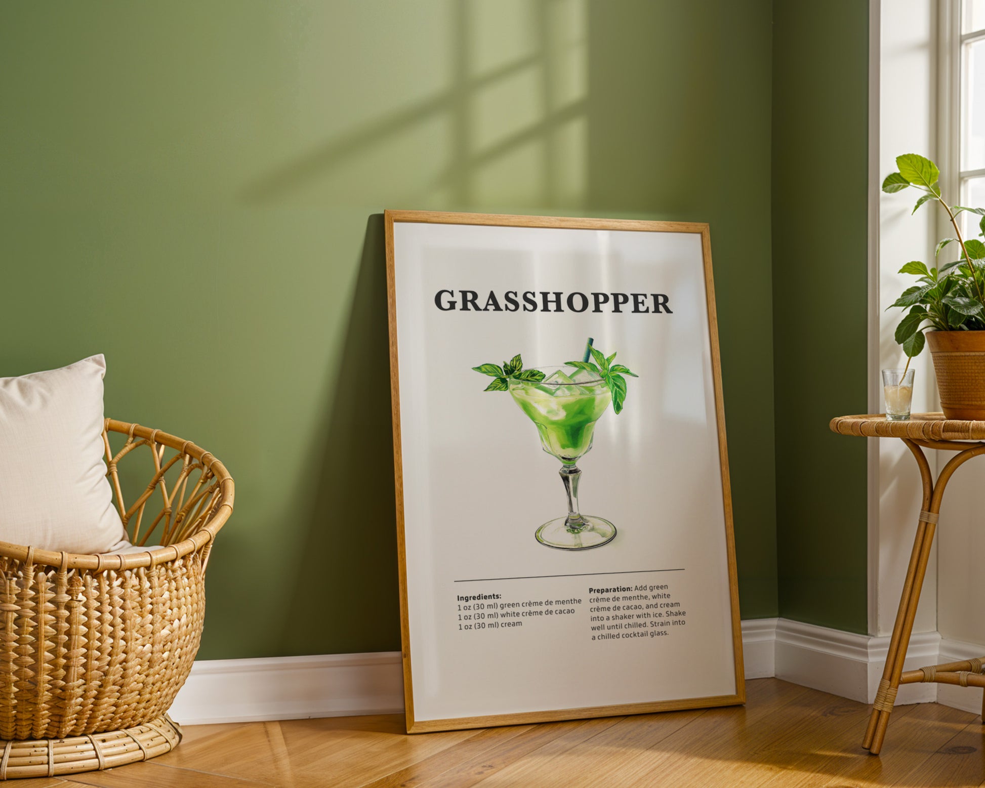 Grasshopper Cocktail Recipe Poster - GroovyGrove