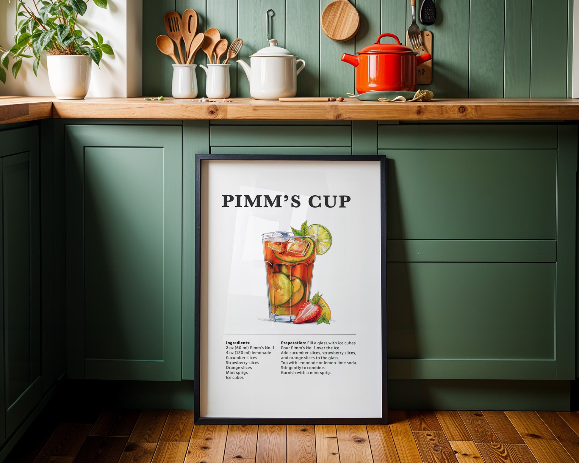 Pimm's Cup Cocktail Recipe Poster - GroovyGrove