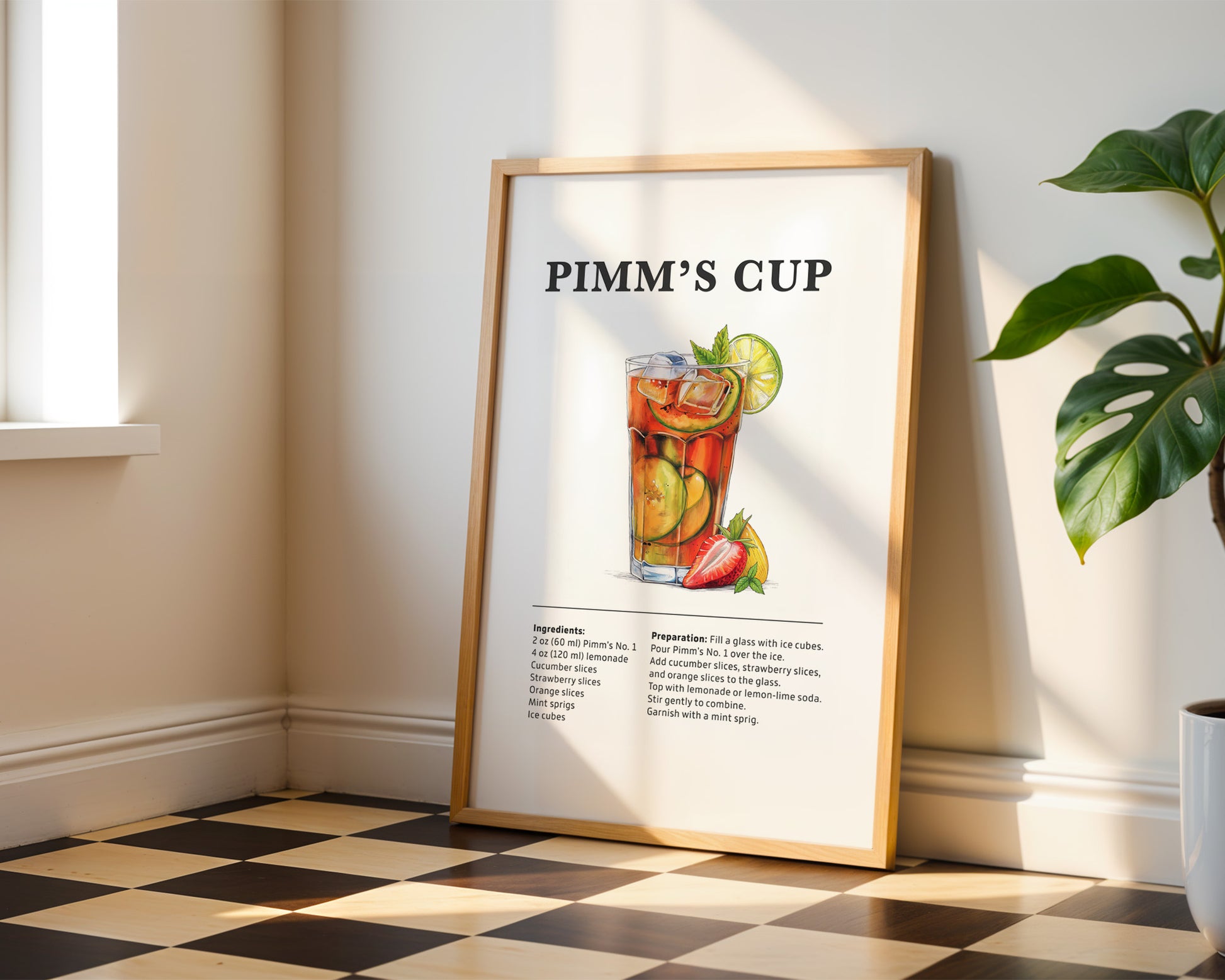 Pimm's Cup Cocktail Recipe Poster - GroovyGrove