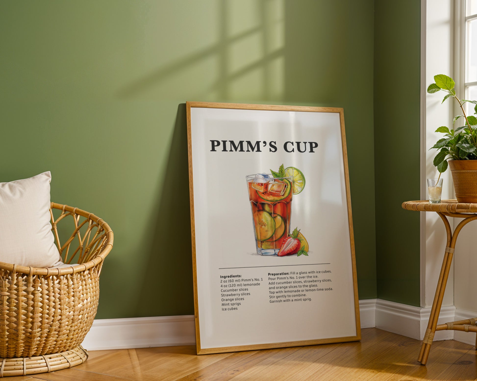 Pimm's Cup Cocktail Recipe Poster - GroovyGrove