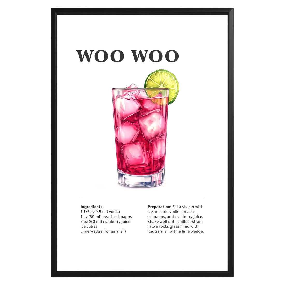 Woo Woo Cocktail Recipe Poster - GroovyGrove